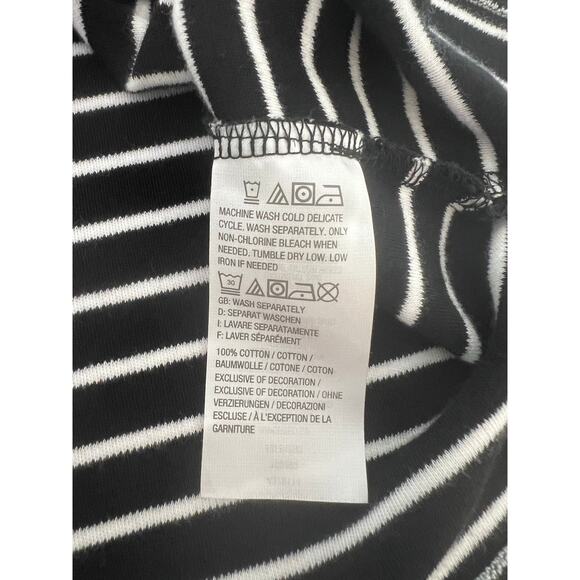 Isaac Mizrahi Live Black White Striped Knit Top Woman Size Medium Square Neck - Picture 6 of 8